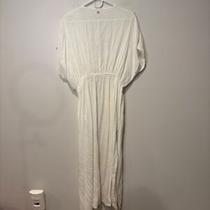 Billa Bong Womens White Gauzy Swim Beach Cover Up Maxi Dress Tie Front Small/Med